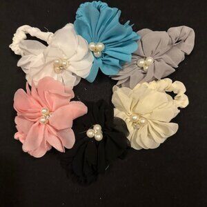 Bundle (6) Flower Chiffon Scrunchie  -women's  7990  Handmade NWT Boutique
